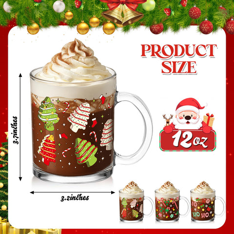 Taza Baderke de cristal con diseño de árbol navideño para bebidas festivas.