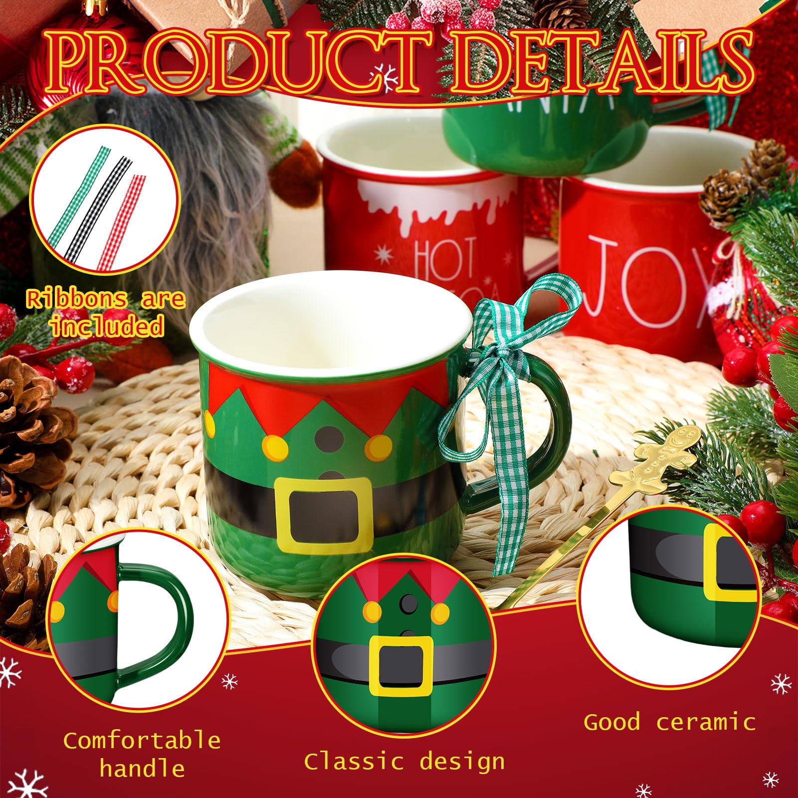 Taza Baderke Navidad con lazo, añade elegancia a la mesa.