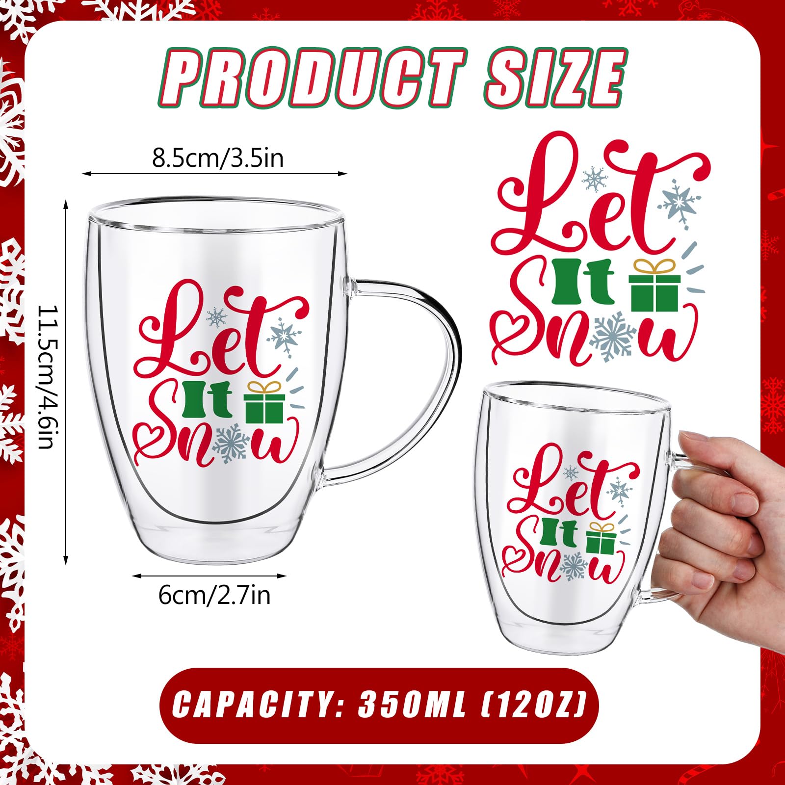 Tazas Baderke de vidrio claro y aislamiento doble para bebidas calientes o frías.