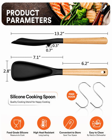 Badiano cuchara con mango de madera ergonómico para agarre cómodo.