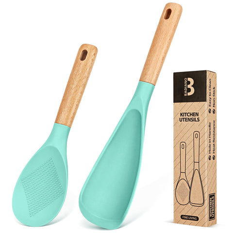 Badiano cuchara de silicona con mango de madera, ideal para cocinar sin rayar sartenes.