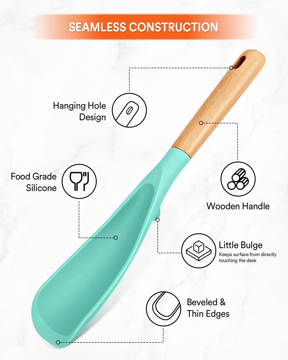 Badiano cuchara con mango de madera ergonómico para control cómodo durante la cocción.