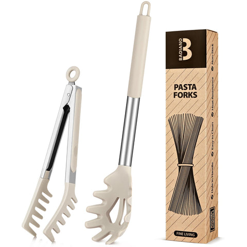 Badiano cuchara espagueti de silicona, libre de bisfenol A, ideal para servir sin rayar.