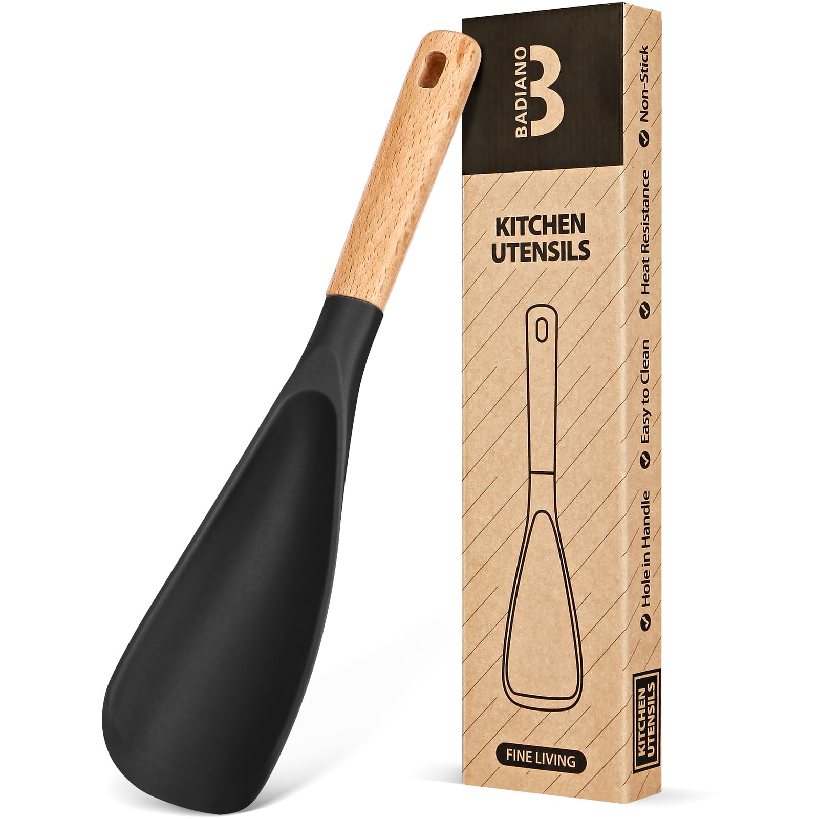 Cuchara de silicona Badiano para antiadherentes, ideal para mezclar sin rayar