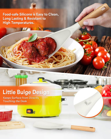 Badiano cuchara silicona blanca libre-de-BPA, opción segura para cocinar.