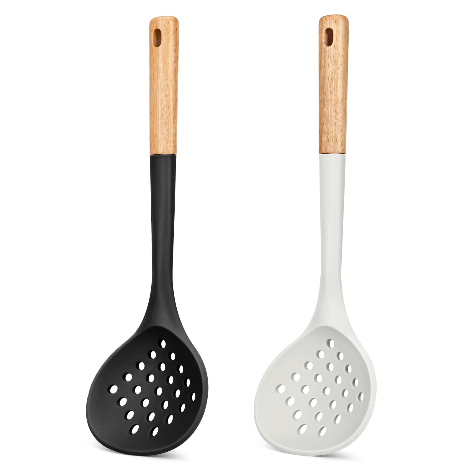 Badiano cucharón-colador grande con ranuras, ideal para escurrir sopas y freír con facilidad.
