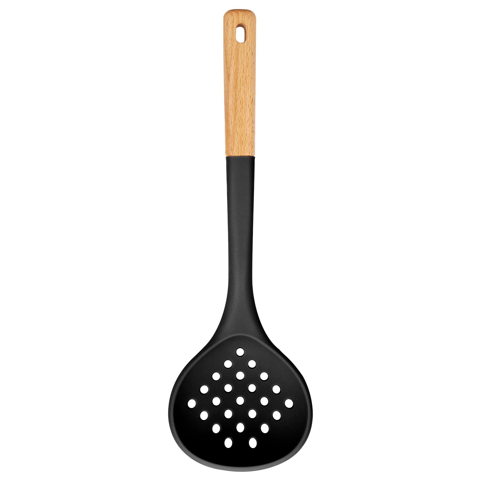 Badiano cucharón colador grande de silicona, ideal para escurrir frituras sin dañar la sartén.