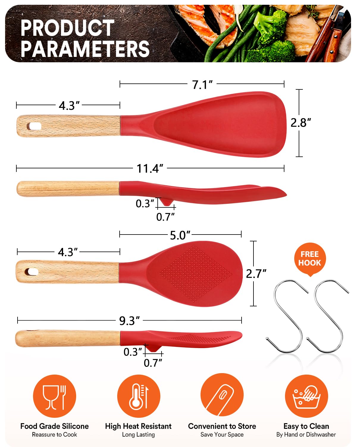 Badiano cucharón con mango de madera ergonómico para agarre cómodo durante la cocción.