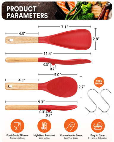 Badiano cucharón con mango de madera ergonómico para agarre cómodo durante la cocción.