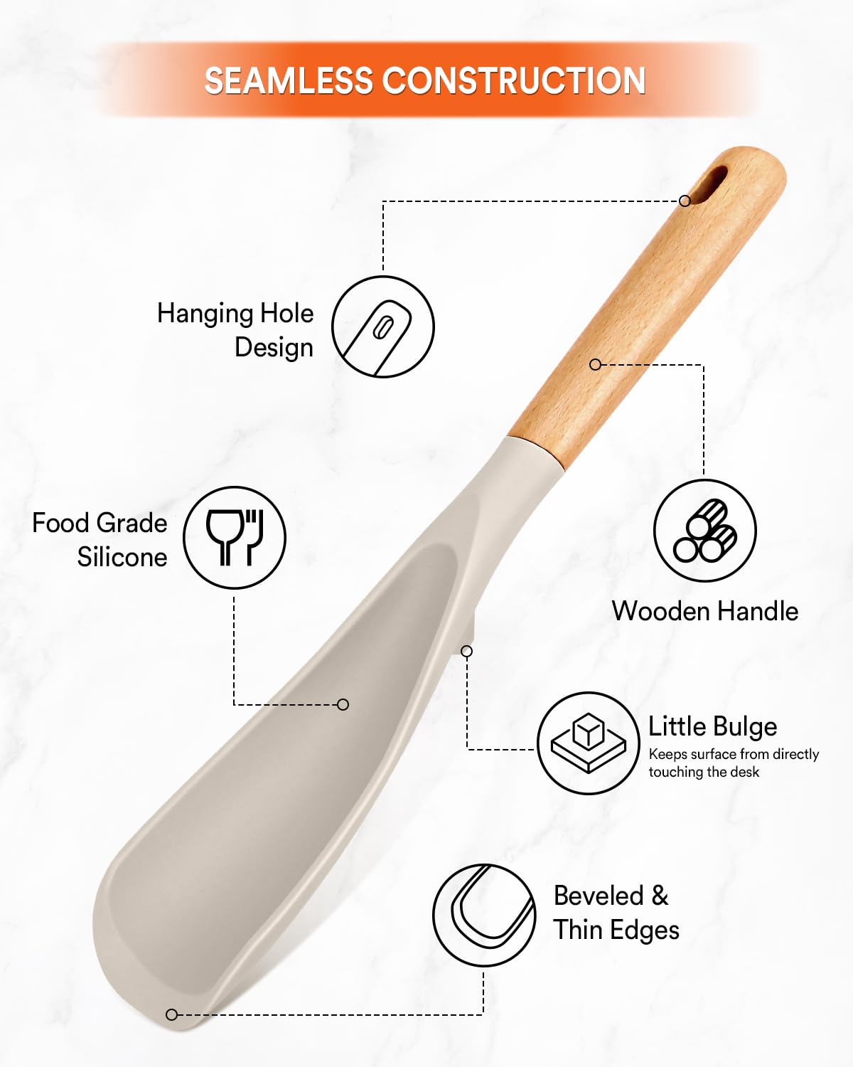 Diseño ergonómico con mango de madera para comodidad prolongada.