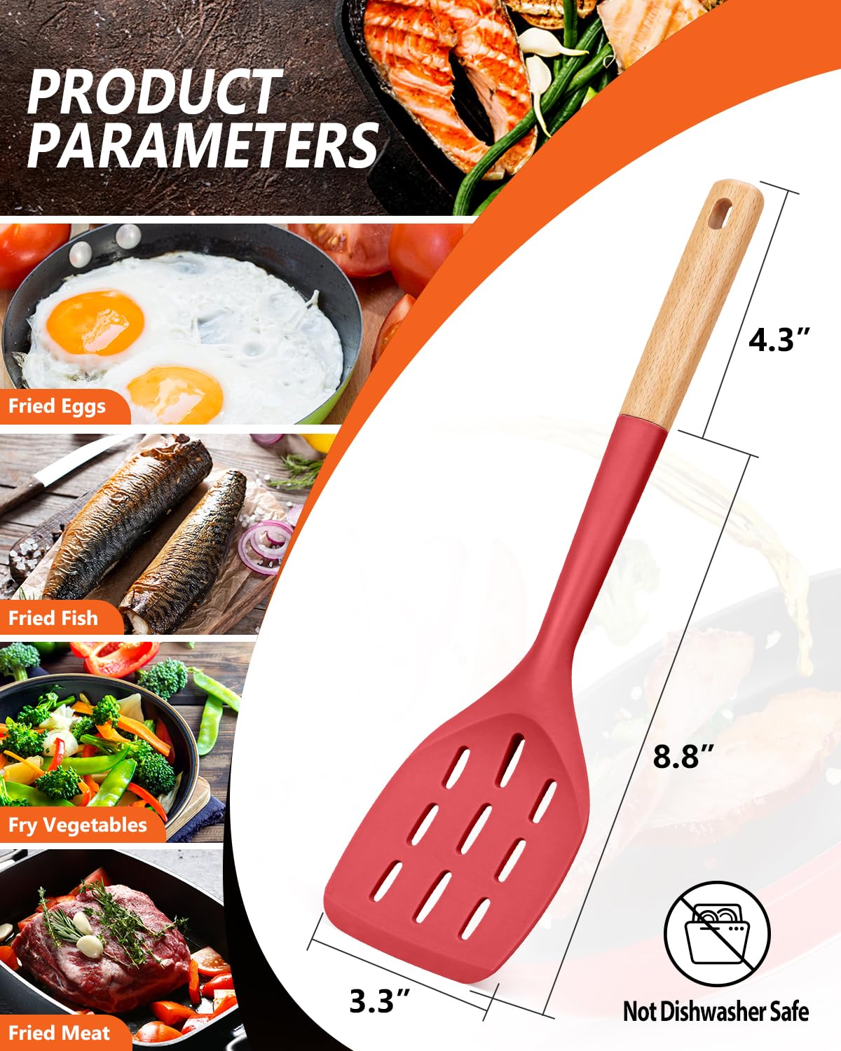 Espátula Badiano, silicona flexible con mango de madera ergonómico para cocinar.