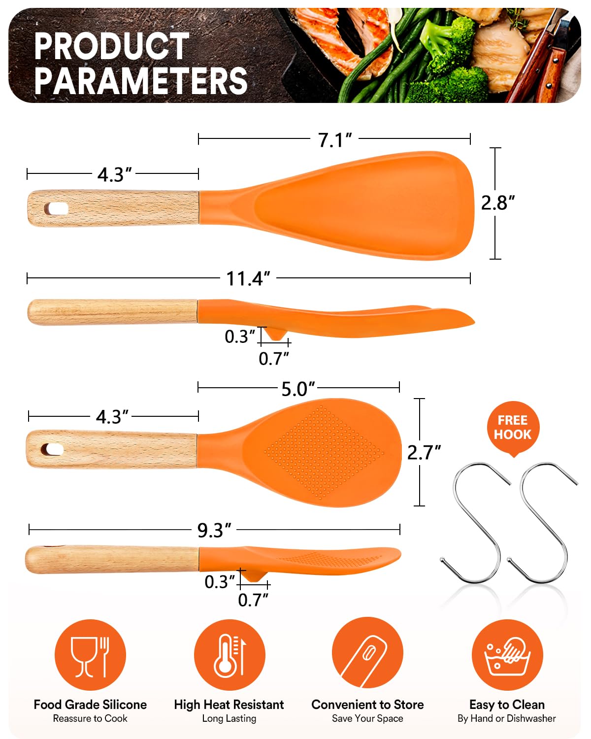 Badiano mango de madera ergonómico, agarre cómodo para mezclar.