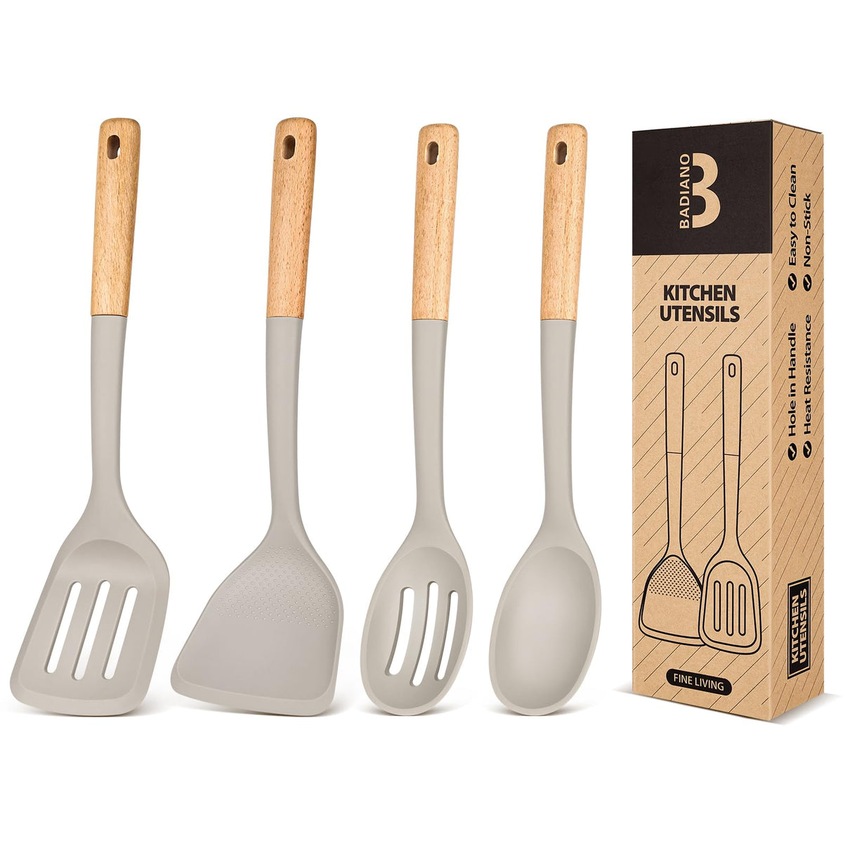 Badiano utensilios de silicona con ángulos perfectos para freír sin rayar