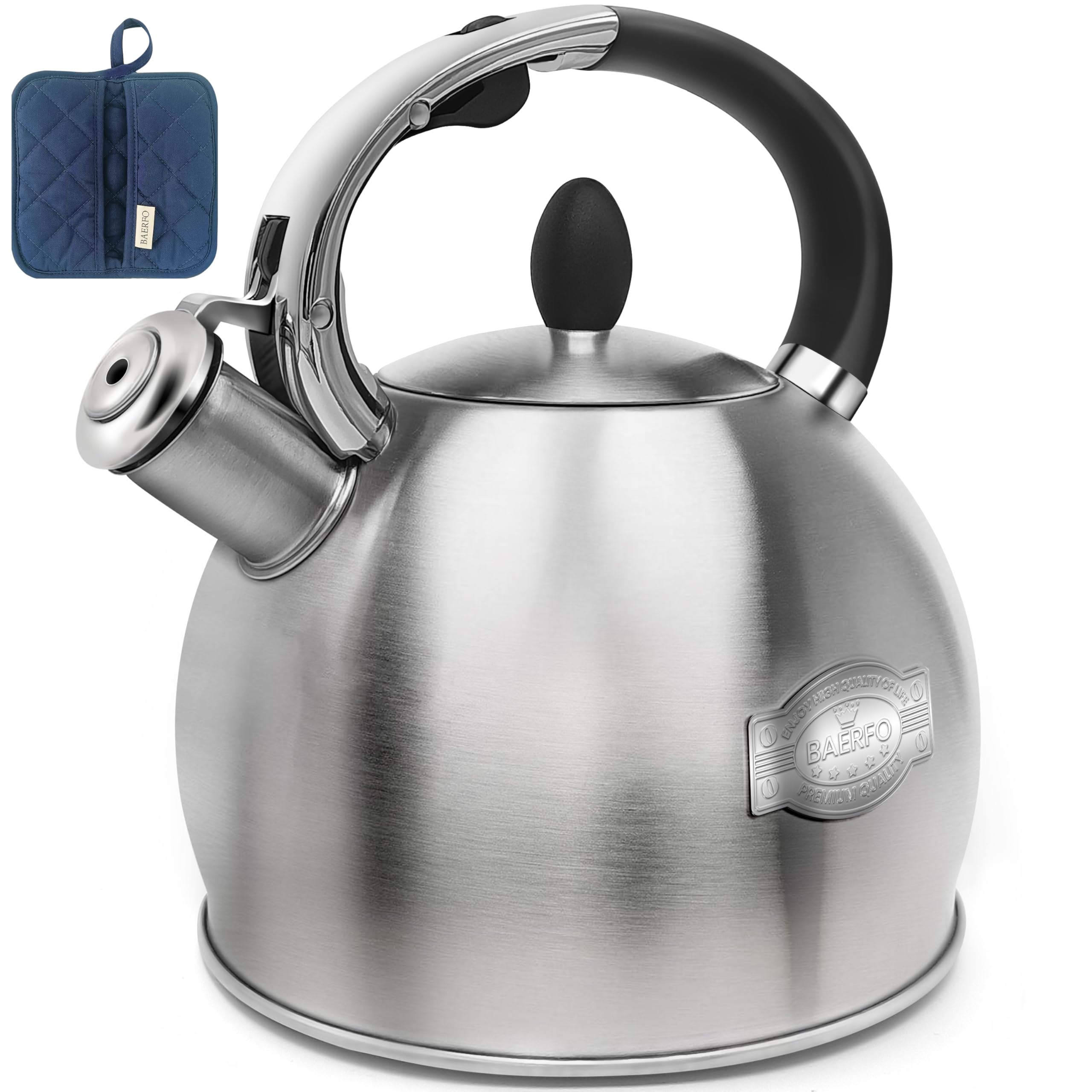BAERFO tetera con acabado cepillado para cocina duradera
