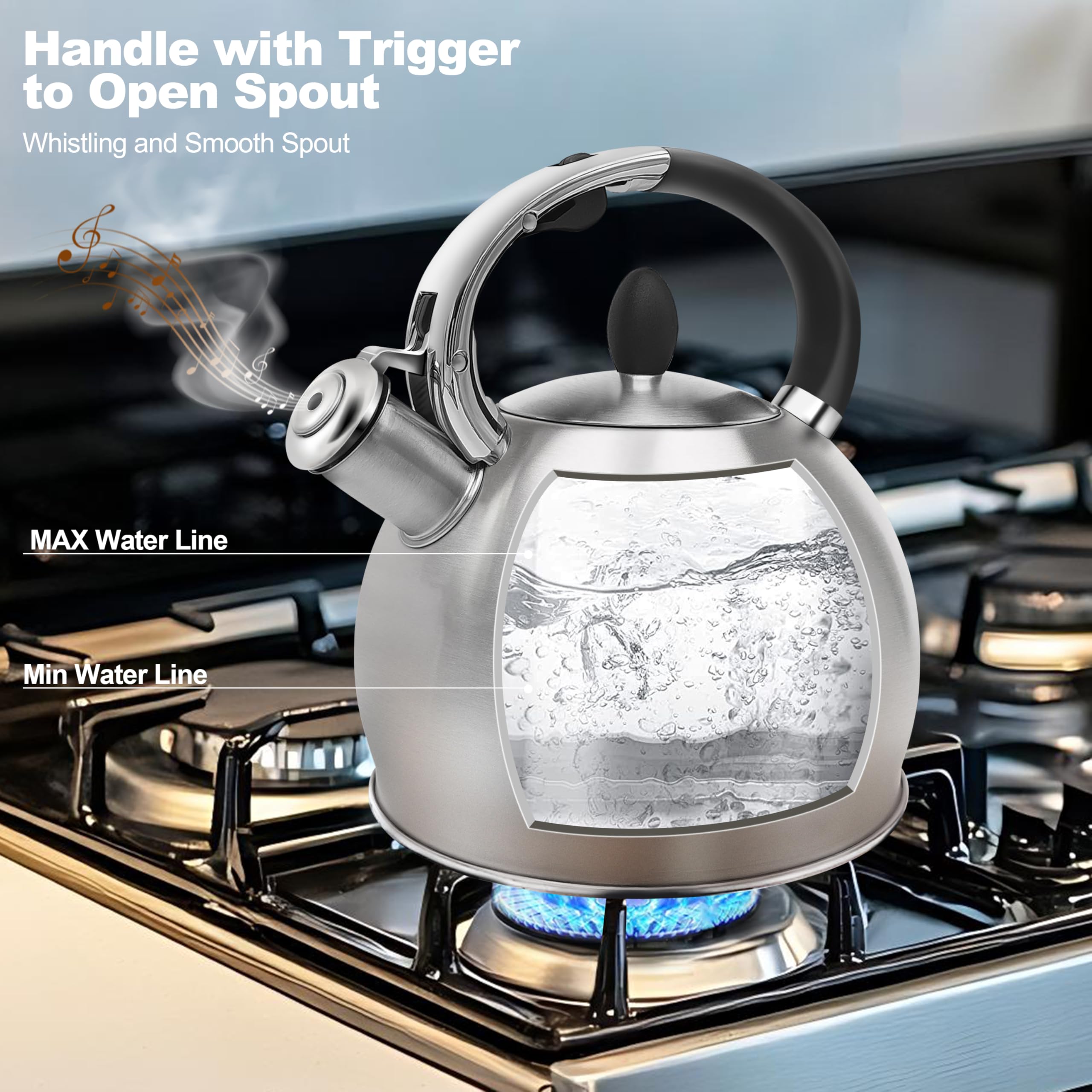 BAERFO tetera compatible con estufas: gas, eléctrica e inducción