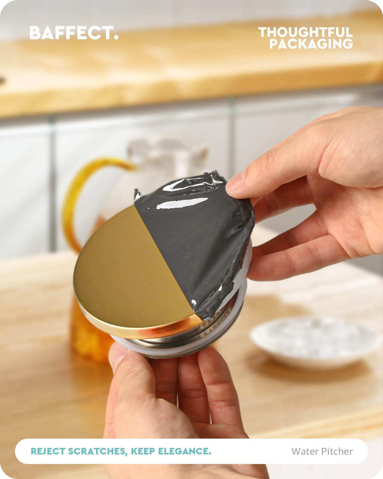 Jarra Baffect de cuerpo de vidrio borosilicato resiste cambios de temperatura.
