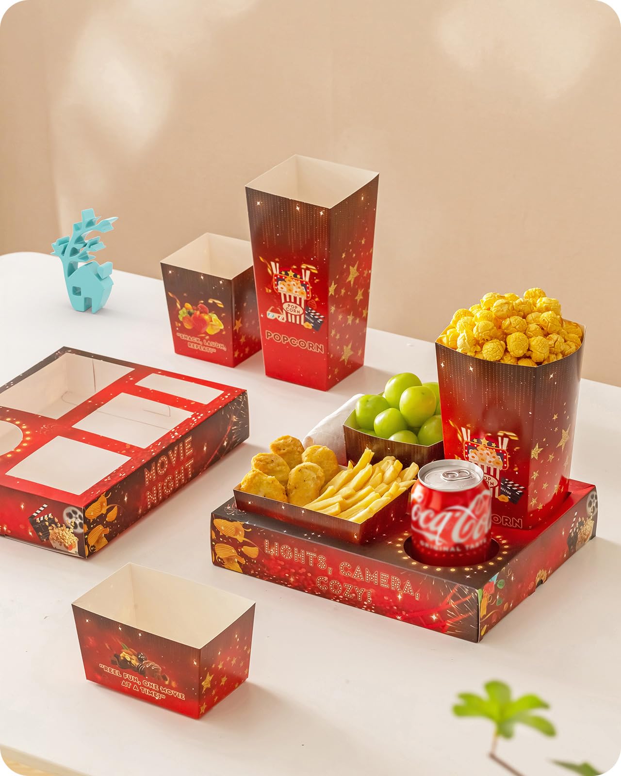 Baffect bandejas snack para noche de película, orden y porciones para toda la familia.