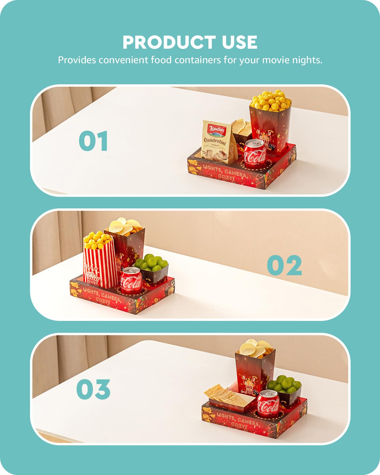 Baffect cuencos snack cuadrados para porciones y organización en la mesa.