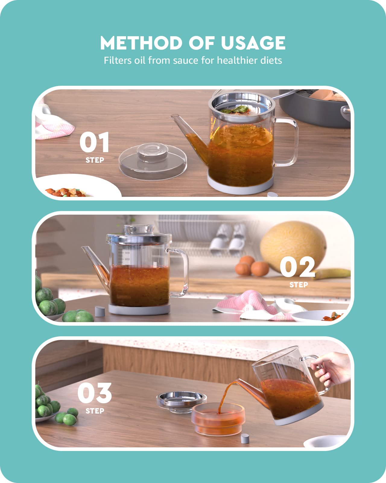 Baffect tapa de silicona con sellado para guardar aceites frescos.