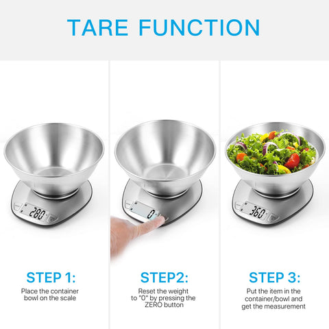 BAGAIL BASICS balanza cocina con conversiones g, oz, ml y lb:oz para recetas variadas.