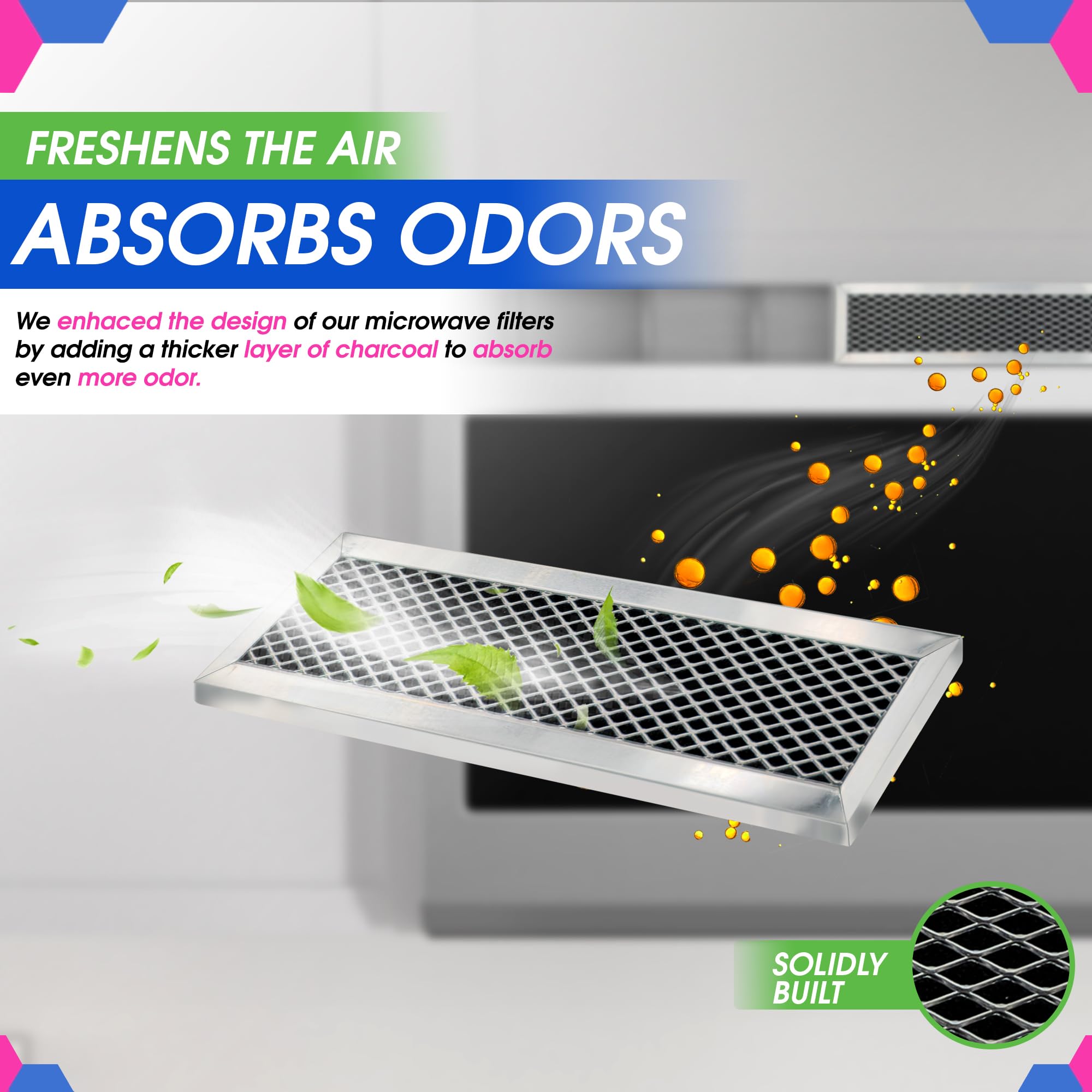 Filtro Bagean de carbón para microondas, dimensiones 11-02x2-52 para ajuste