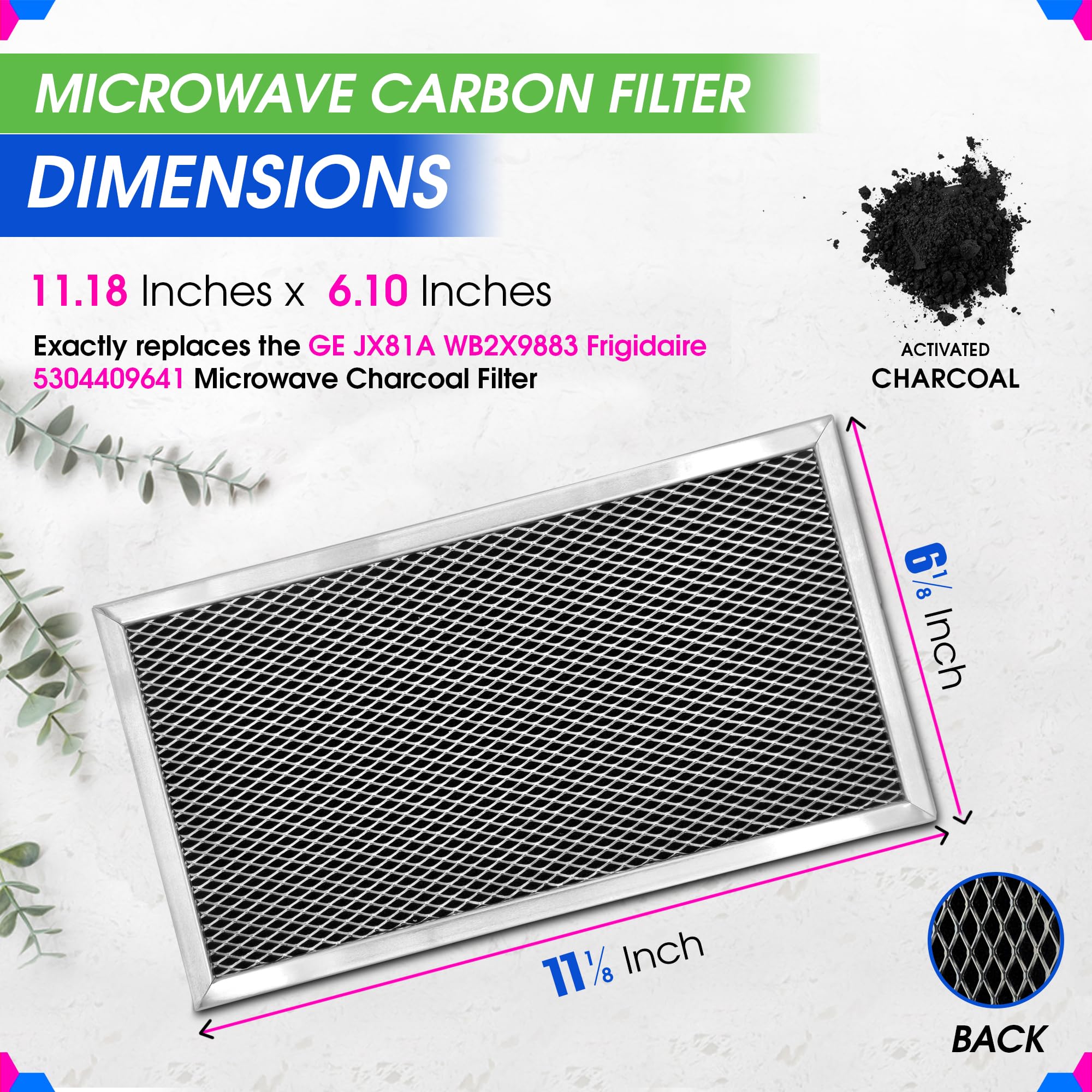 Bagean filtro carbono microondas-durabilidad-material: diseño resistente al calor