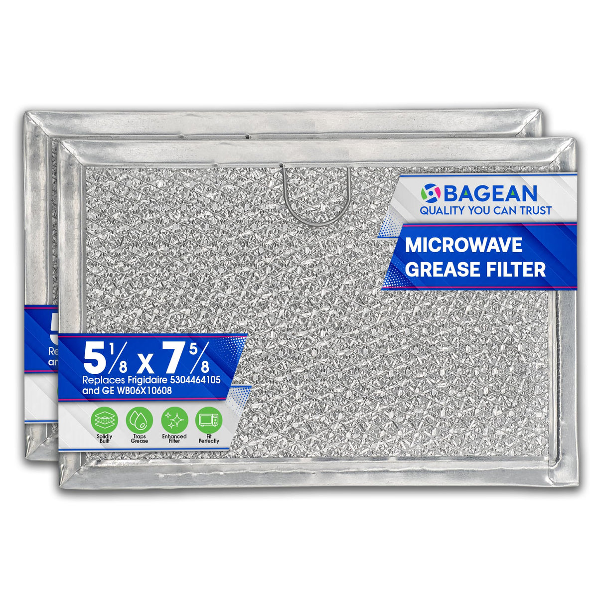 Filtro Bagean para microondas, vista frontal, mejora la ventilación atrapando grasa