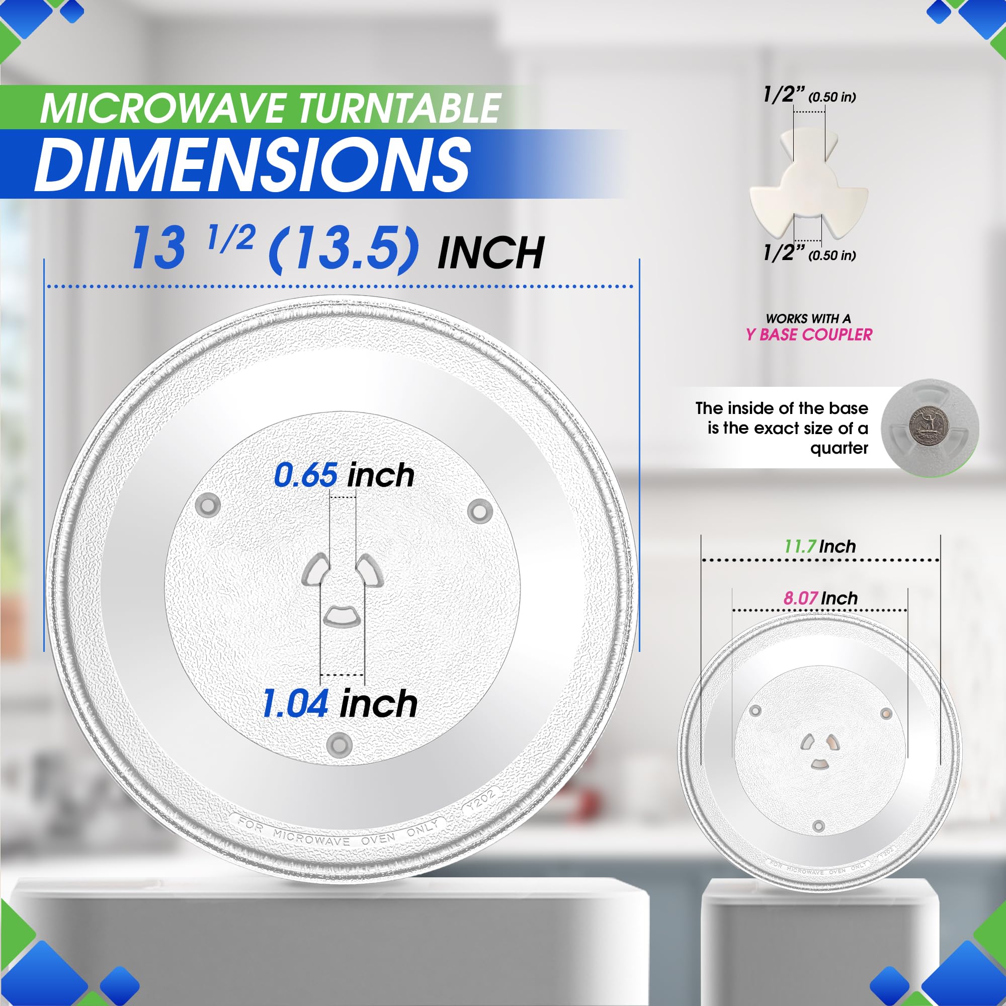 Repuesto de plato Bagean para microondas GE, compatible con WB39X10032