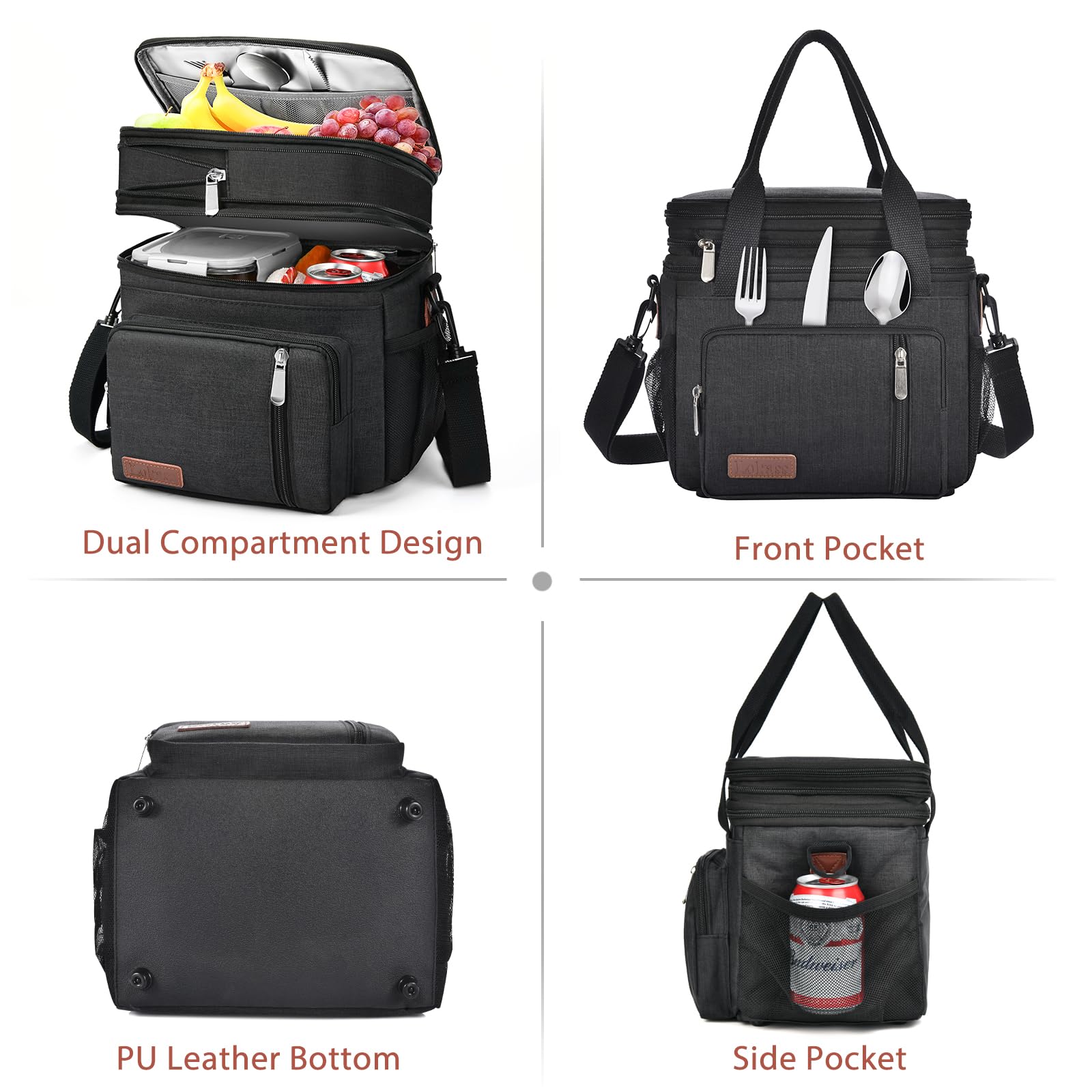 BAGNN lonchera base cuero PU: base resistente para superficies diversas.