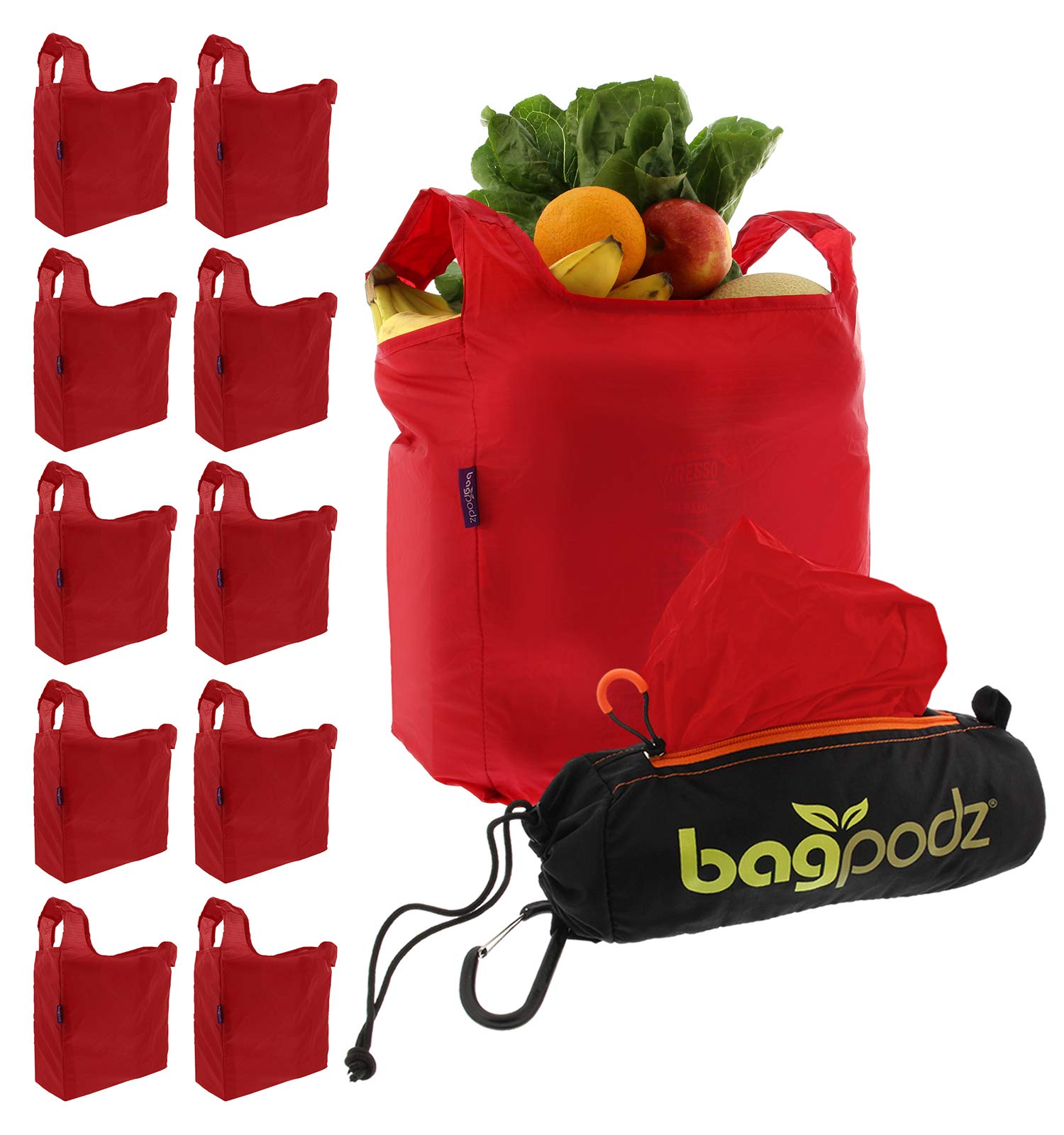 BagPodz bolsas reutilizables de nylon ripstop para compras, resistentes y duraderas.