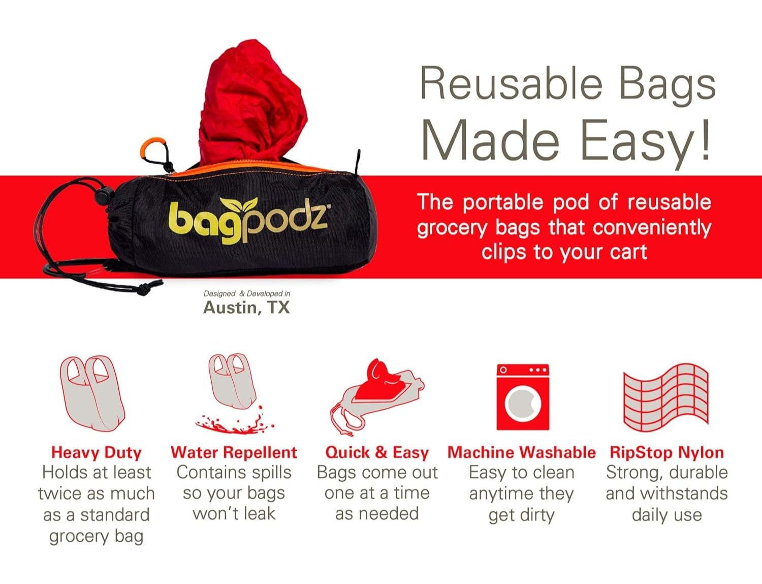 BagPodz lavado a máquina para una limpieza rápida.