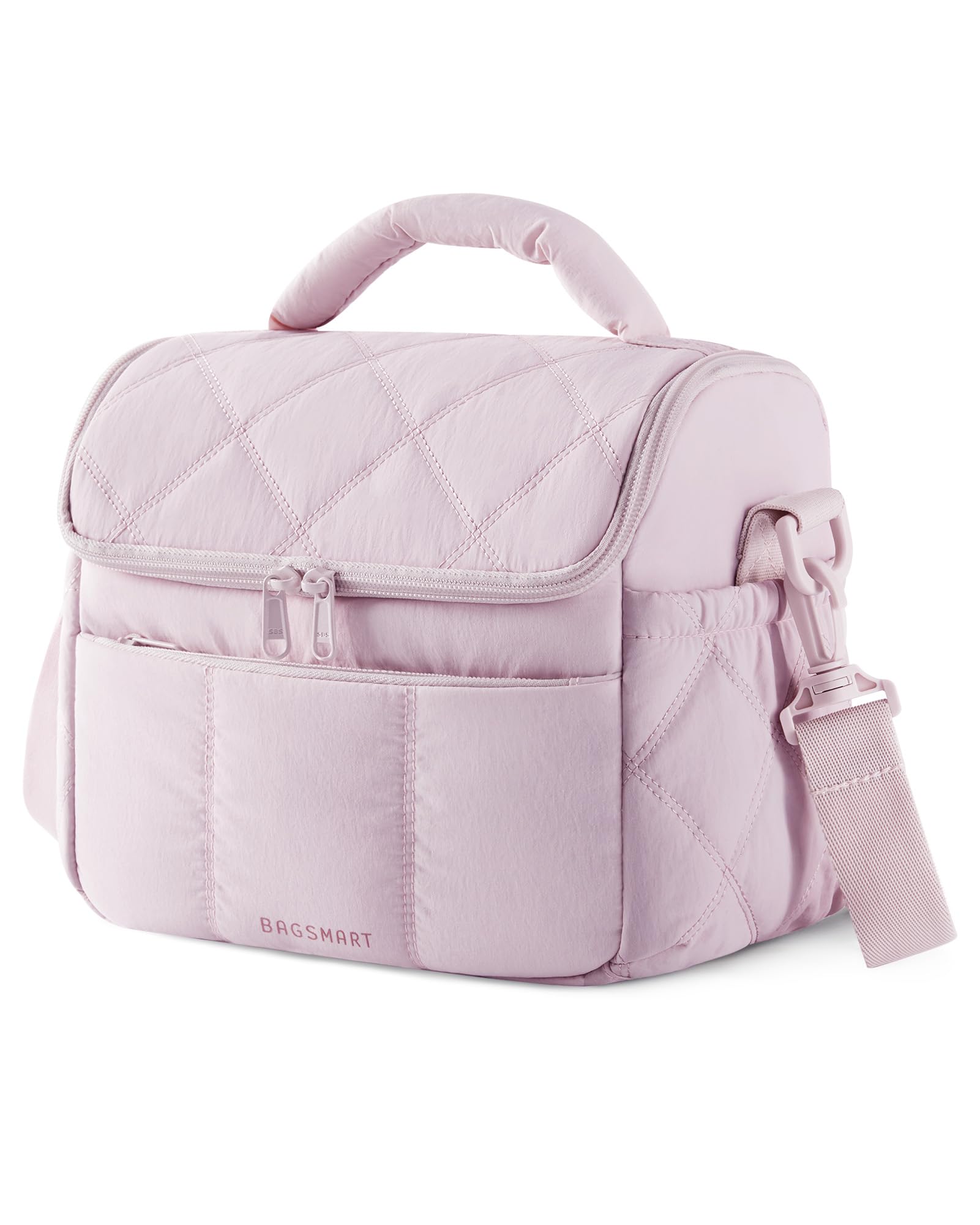BAGSMART bolsa de almuerzo para mujeres en rosa, ligera y aislada para comidas frescas.