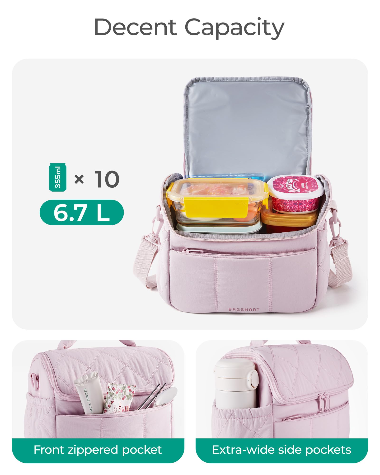 BAGSMART interior-aislamiento-foam-5mm mantiene las comidas a temperatura adecuada.