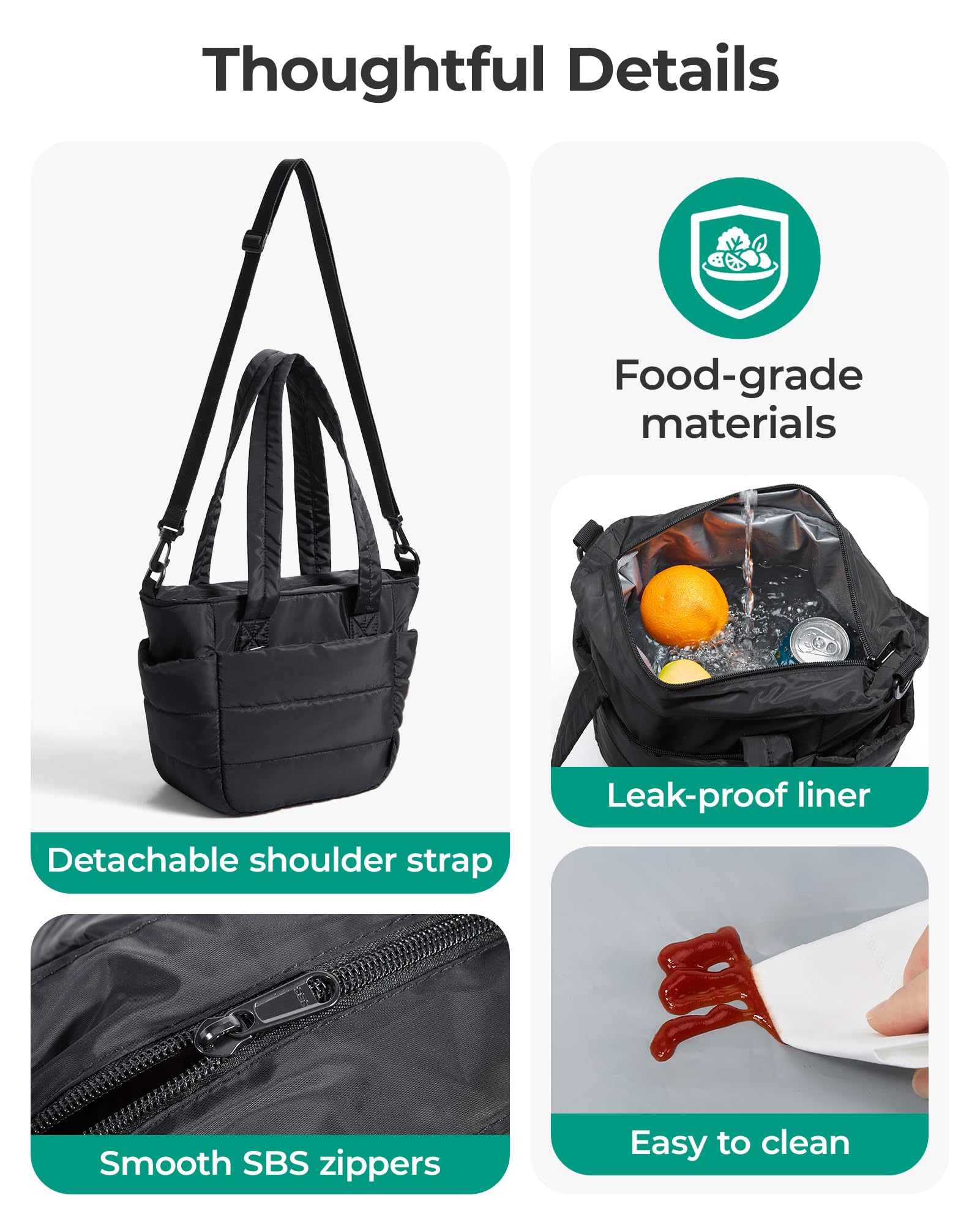 BAGSMART interior a prueba de fugas para conservar alimentos