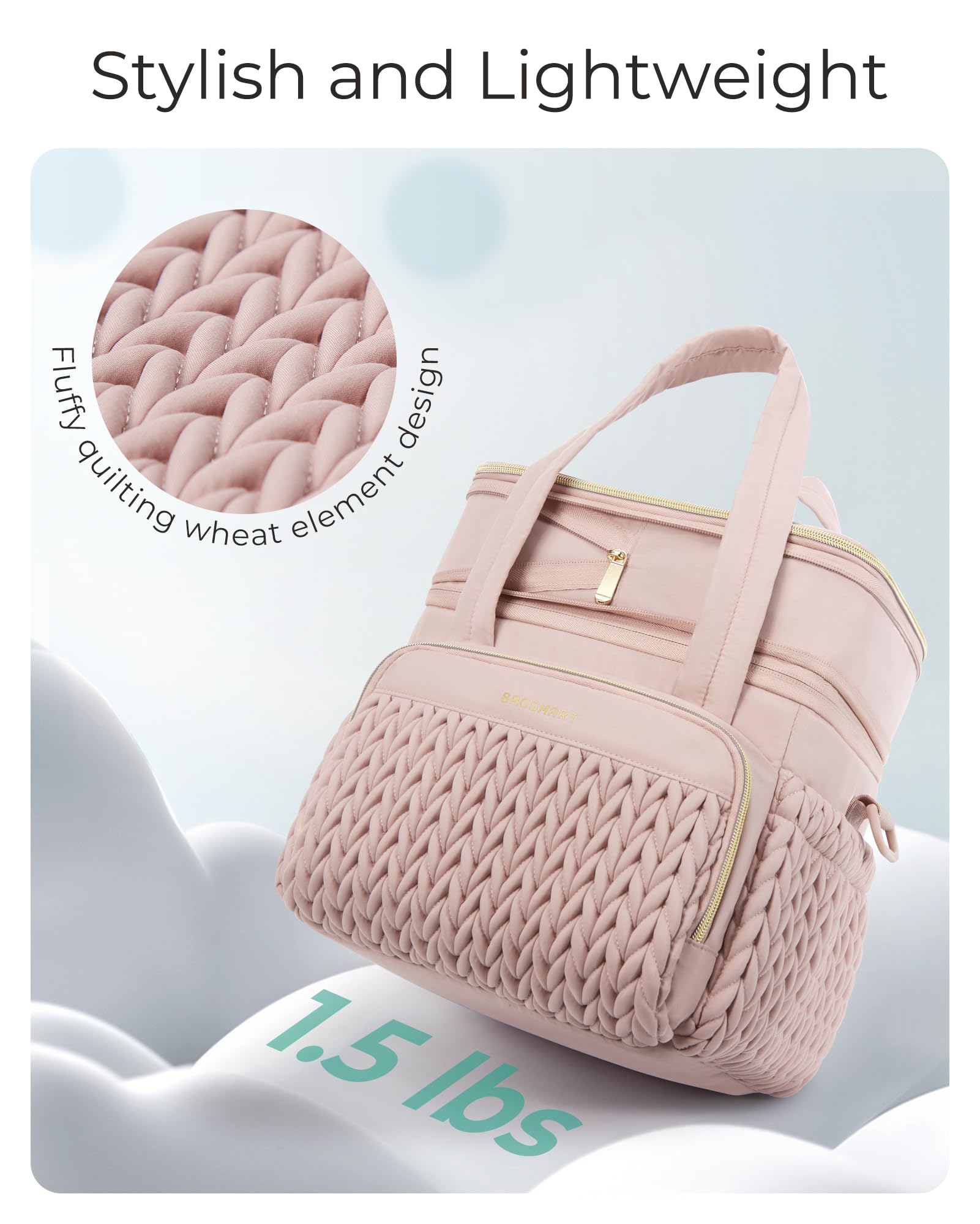 BAGSMART lonchera aislada, bolsillo frontal para cubiertos y utensilios