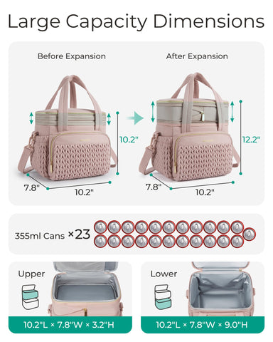 BAGSMART lonchera aislada, compartimento inferior para comidas y bebidas