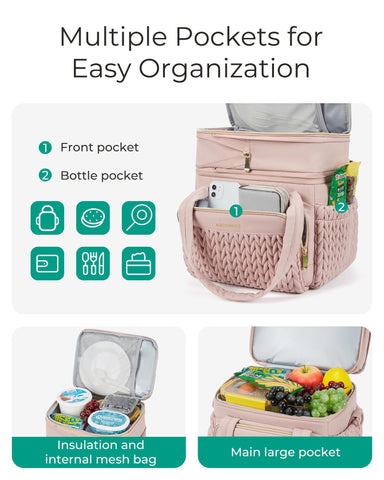 BAGSMART lonchera aislada, materiales PEVA fáciles de limpiar y duraderos