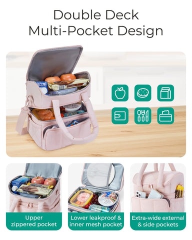 BAGSMART lonchera con correa ajustable y desmontable para viaje cómodo