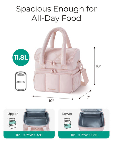 BAGSMART Bolsa de almuerzo, bolsillos laterales amplios para botellas y utensilios.