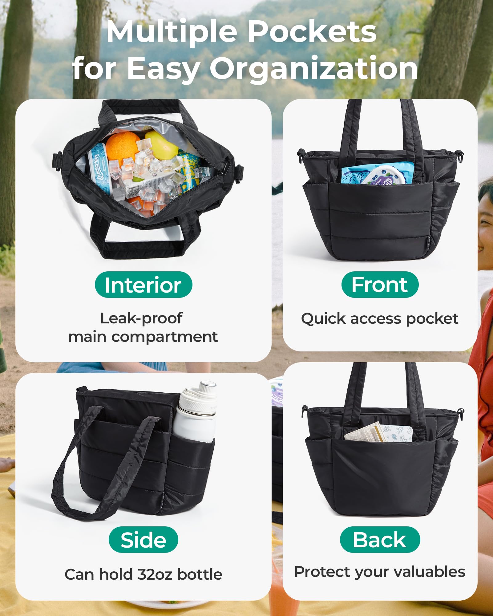 BAGSMART bolso de almuerzo con organización para mantener comidas y utensilios ordenados