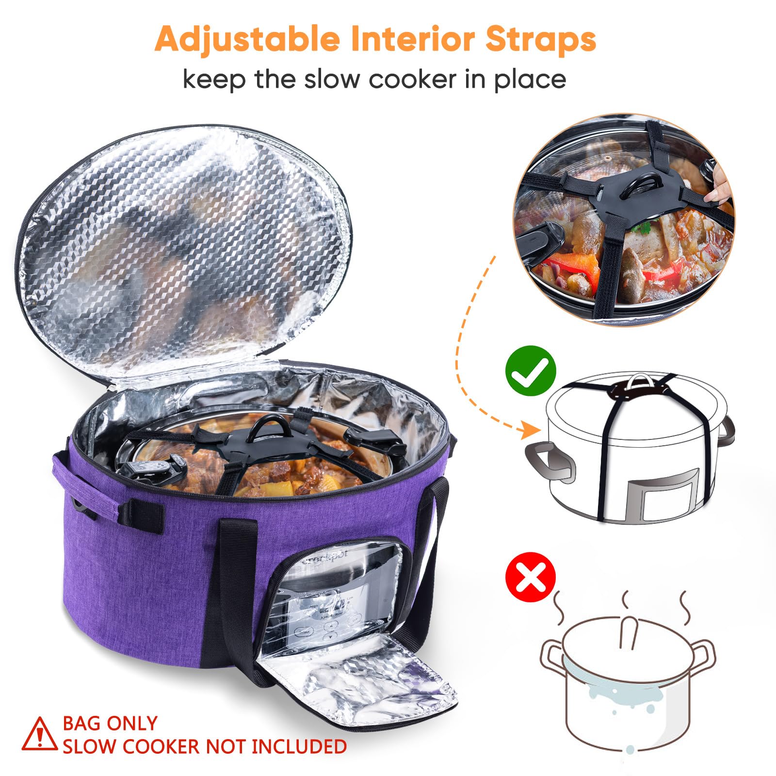 BAGSPRITE bolsa olla lenta con visor transparente para ver temperatura sin sacar