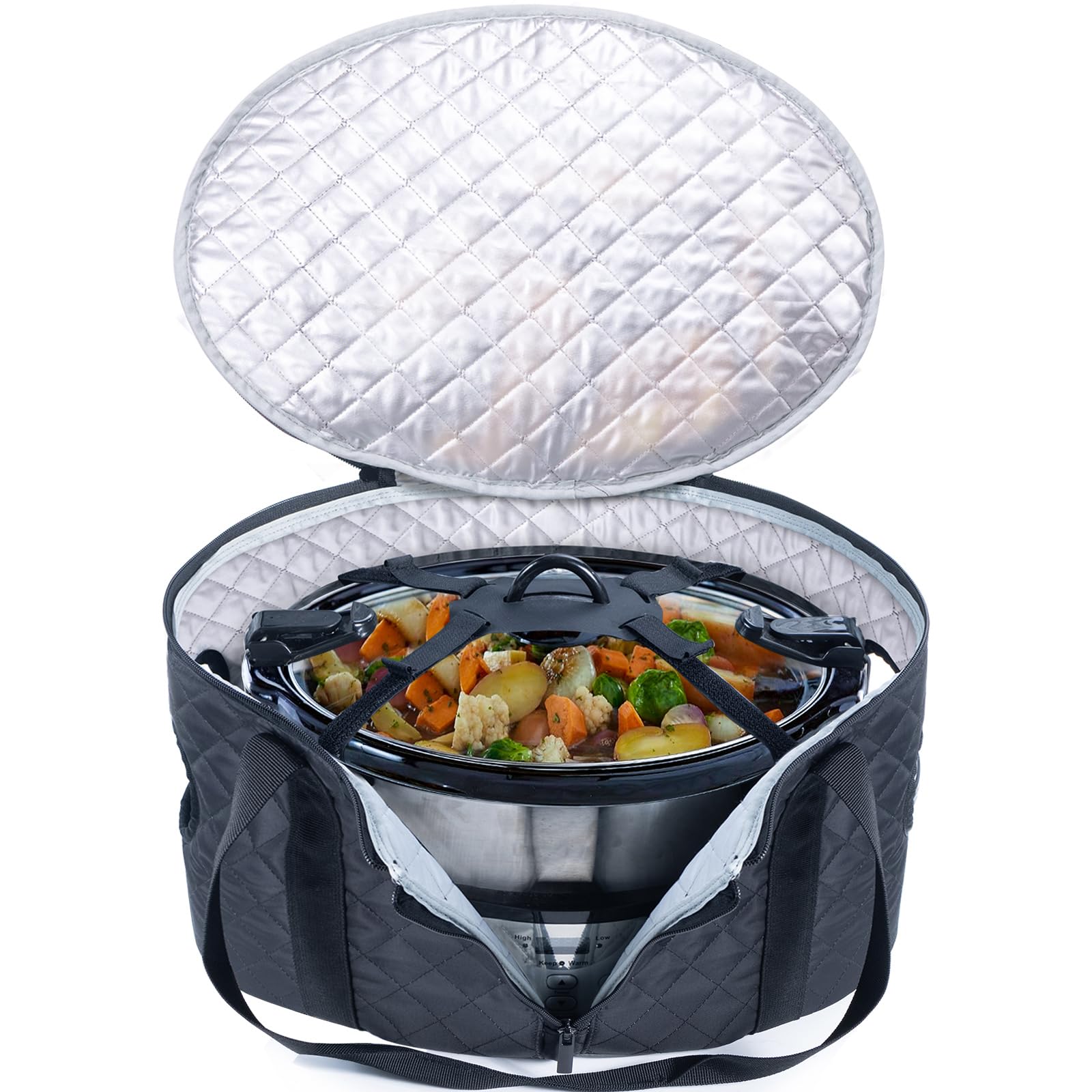 BAGSPRITE porta-crockpot 6-8qt con cierre de tapa para transporte seguro.