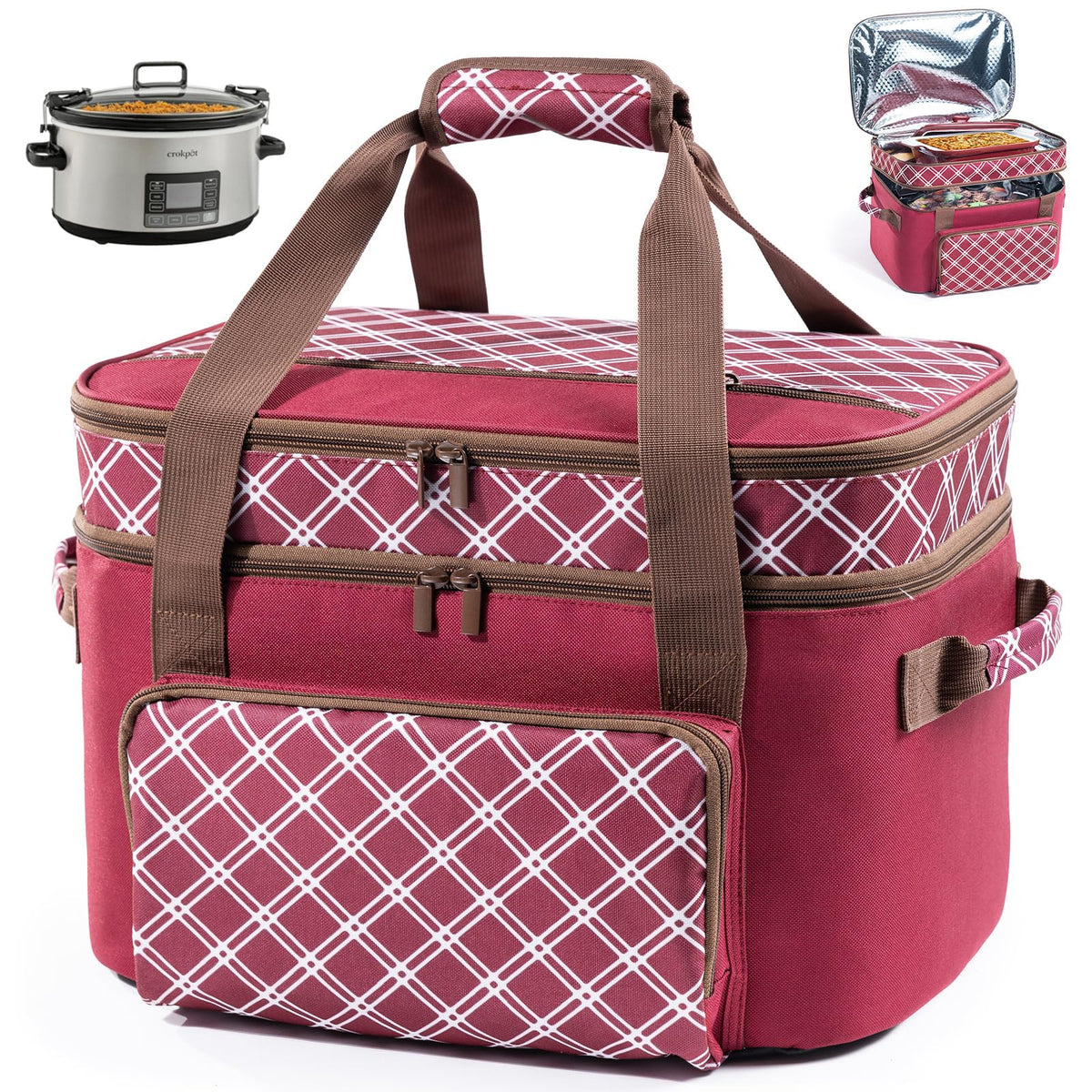 BAGSPRITE: doble-capa-funda-crockpot para transporte seguro de olla 6-8 cuartos.