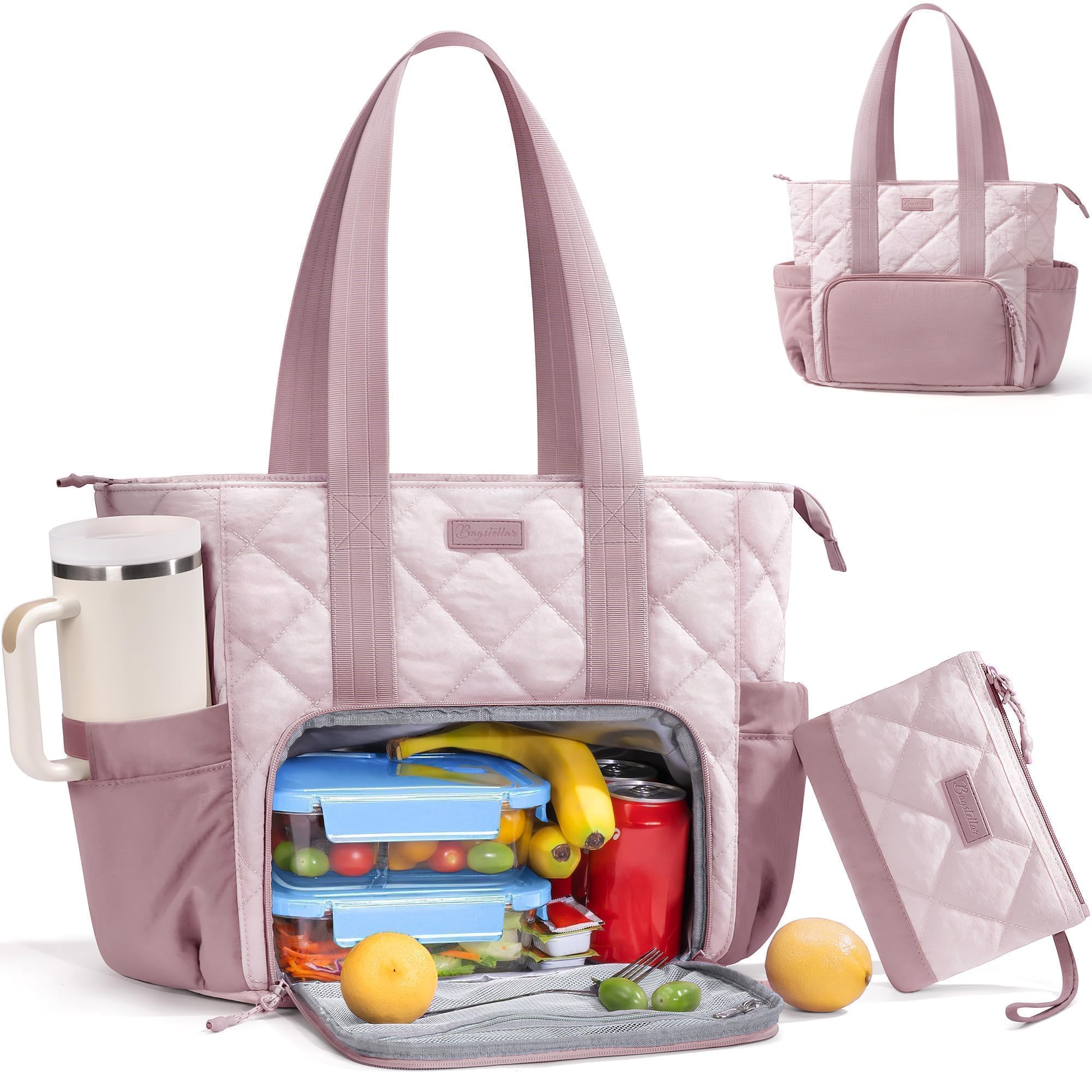Bagstellar bolso puffer almuerzo con compartimento aislado para comida fresca