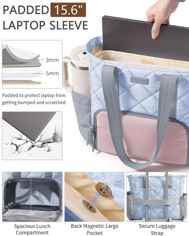Bagstellar Puffer Lunch Tote, portabotellas lateral para bebidas grandes.