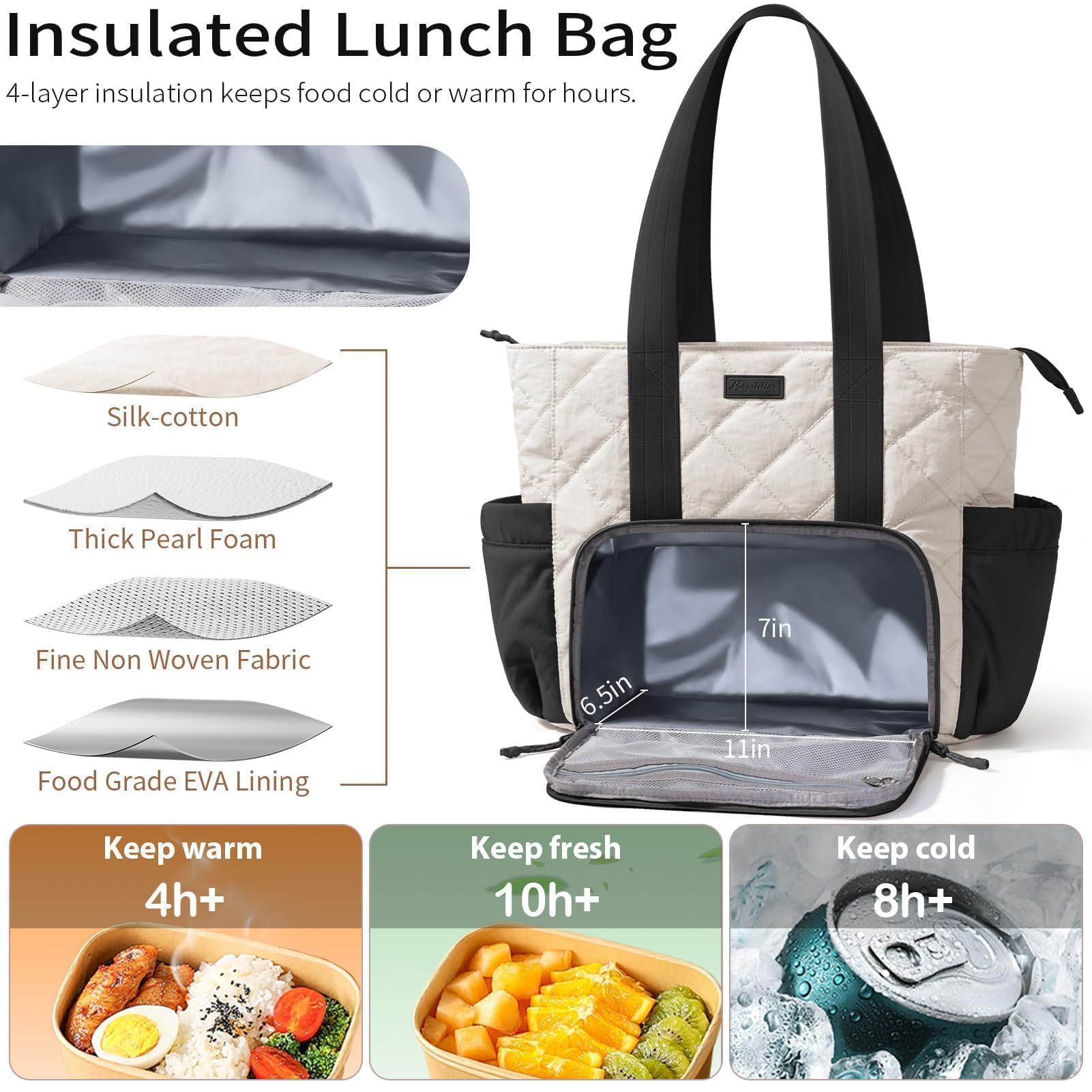 Interiores aislantes EVA de Bagstellar para mantener la comida fresca.