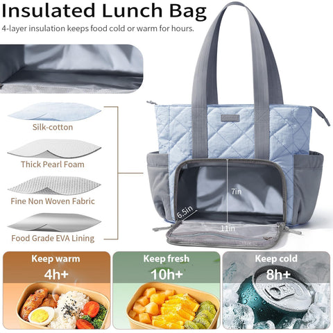 Bagstellar Puffer Lunch Tote, laptop separado y forro EVA impermeable.