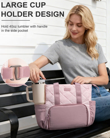 Bagstellar Puffer Lunch Tote, bolsillos internos y organizador para utensilios.