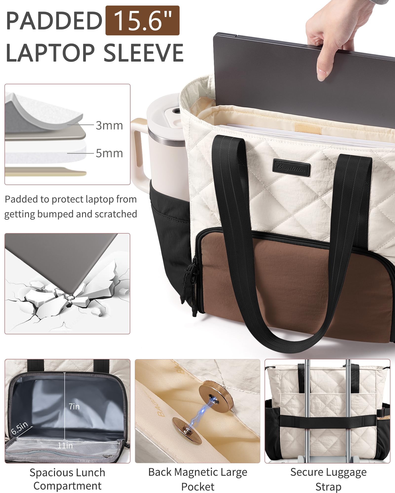 Bagstellar porta tazas grande para bebidas durante el día.