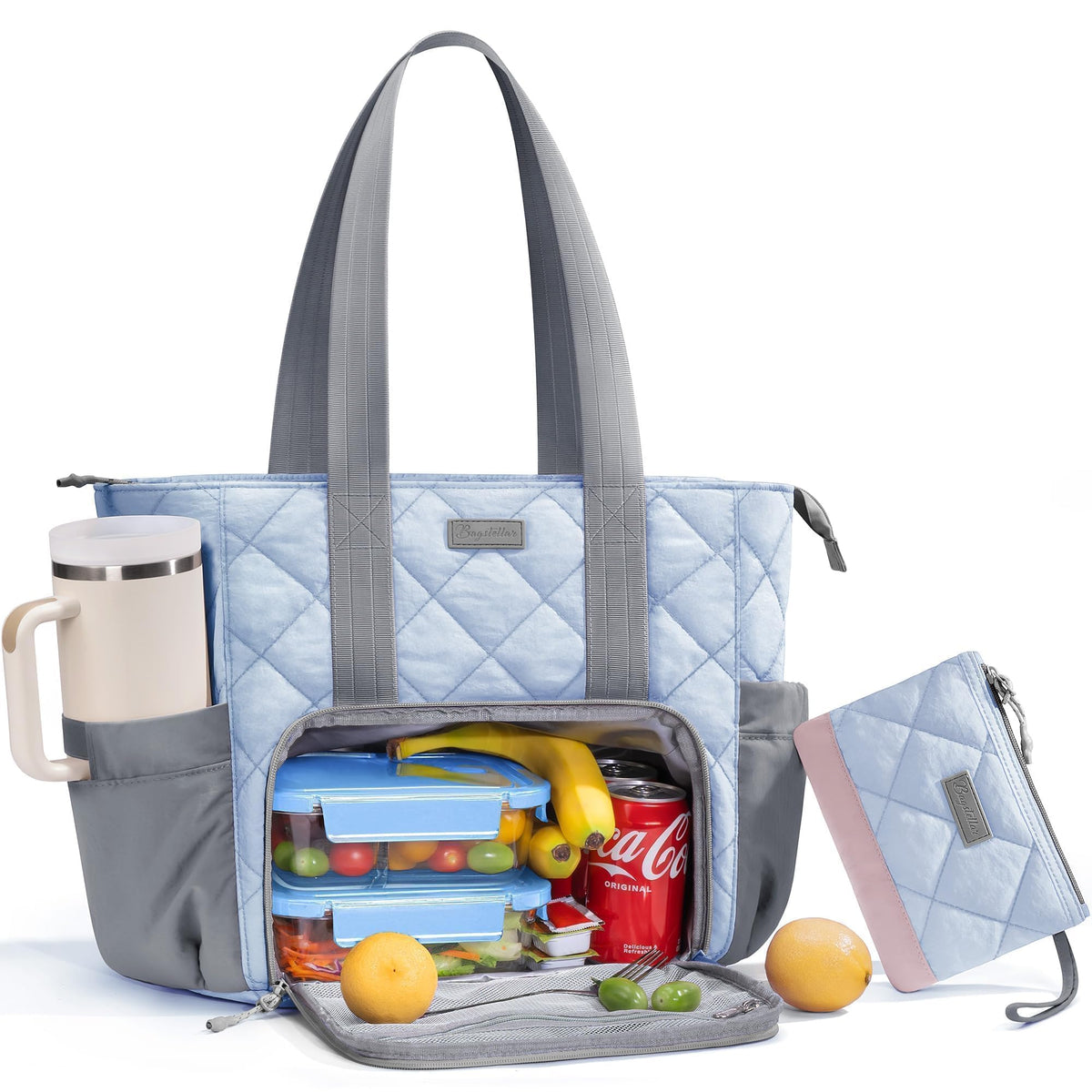 Bagstellar Puffer Lunch Tote para Mujer, exterior acolchado, ideal para uso diario.